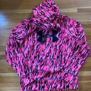 pink camo under armour hoodie women's